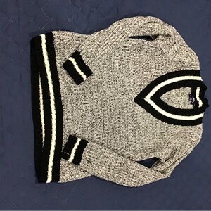 Freshman Black and White V-Neck Sweater